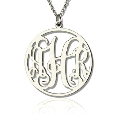 Sterling Silver Circle Monogram Necklace - Handmade By AOL Special