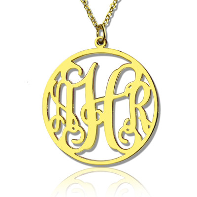 18ct Gold Plated Circle Monogram Necklace - Handmade By AOL Special