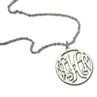 Sterling Silver Circle Monogram Necklace - Handmade By AOL Special