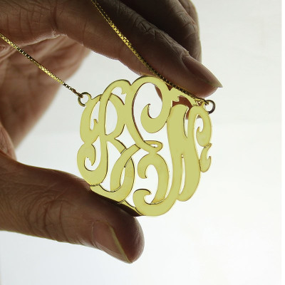 18ct Gold Plated Large Monogram Necklace Hand-painted - Handmade By AOL Special
