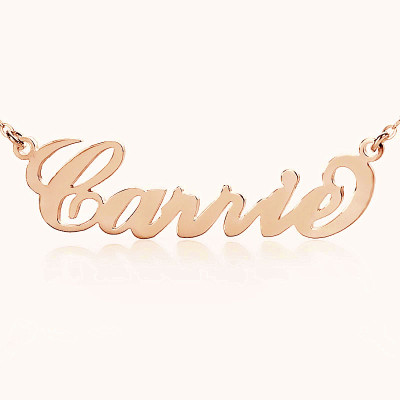 Personalized Carrie Name Necklace 18ct Solid Rose Gold - Handmade By AOL Special