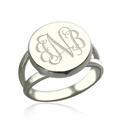 Sterling Silver Circle Monogram Signet Ring - Handmade By AOL Special