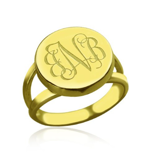 18ct Gold Plated Circle Monogram Signet Ring - Handmade By AOL Special
