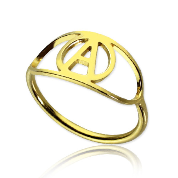 Personalized Eye Rings with Initial 18ct Gold Plated - Handmade By AOL Special