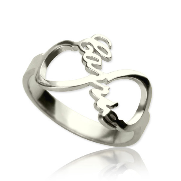 Personalized Infinity Nameplate Ring Sterling Silver - Handmade By AOL Special