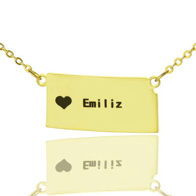 Custom Kansas State Shaped Necklaces With Heart Name Gold Plated - Handmade By AOL Special