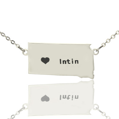 South Dakota State Shaped Necklaces With Heart Name Silver - Handmade By AOL Special