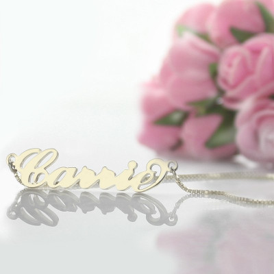 Personalized Carrie Name Necklace Silver - Box Chain - Handmade By AOL Special