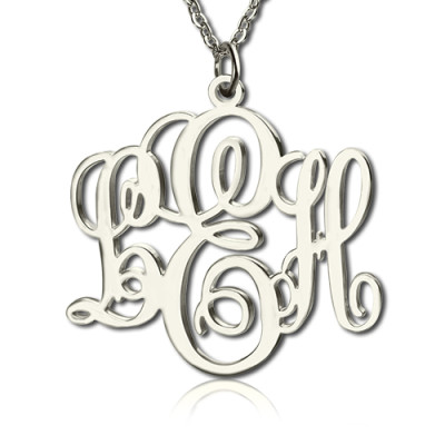 Personalized Vine Font Initial Monogram Necklace Sterling Silver - Handmade By AOL Special