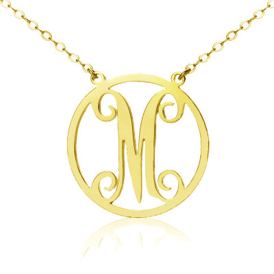 Solid Gold 18ct Single Initial Circle Monogram Necklace - Handmade By AOL Special