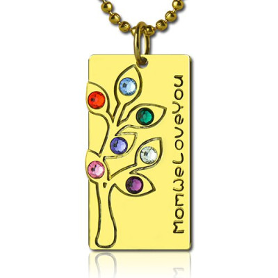Mothers Birthstone Family Tree Necklace Sterling Silver - Handmade By AOL Special