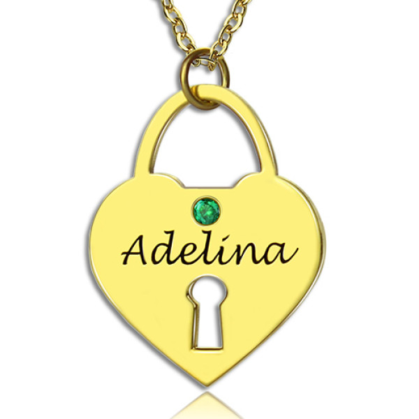I Love You Heart Lock Keepsake Necklace With Name 18ct Gold Plated - Handmade By AOL Special