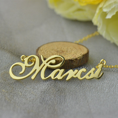 Personalized Nameplate Necklace 18ct Gold Plated - Handmade By AOL Special
