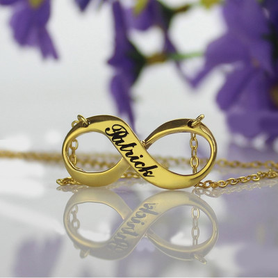 Infinity Symbol Jewelry Necklace Engraved Name 18ct Gold Plated - Handmade By AOL Special