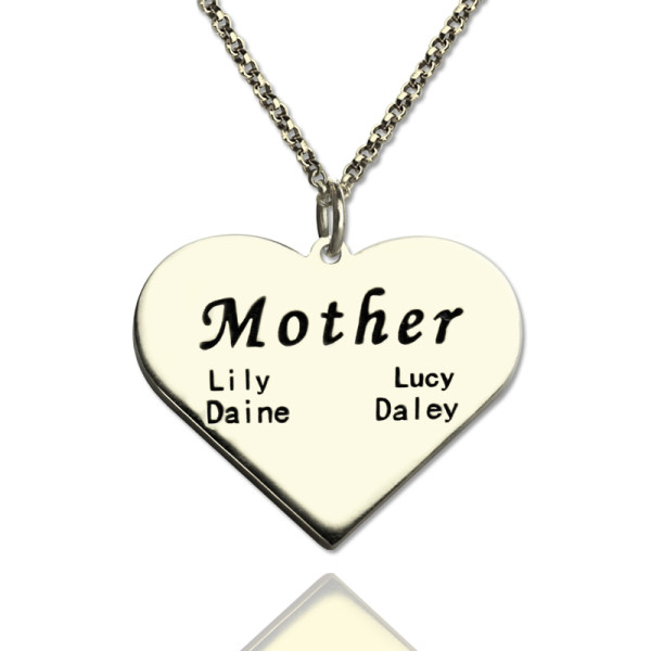 "Mother" Family Heart Necklace Sterling Silver - Handmade By AOL Special