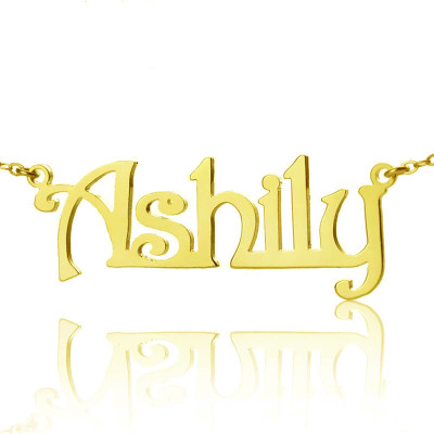 Solid Gold Harrington Font Name Necklace-18ct Gold Plated - Handmade By AOL Special