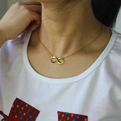 Infinity Symbol Jewelry Necklace Engraved Name 18ct Gold Plated - Handmade By AOL Special