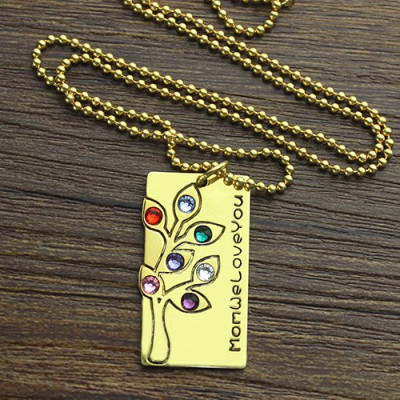 Mothers Birthstone Family Tree Necklace Sterling Silver - Handmade By AOL Special