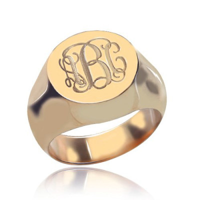CIrcle Designs Signet Monogram Initial Ring Rose Gold - Handmade By AOL Special