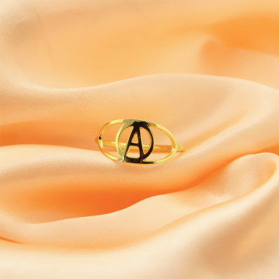 Personalized Eye Rings with Initial 18ct Gold Plated - Handmade By AOL Special