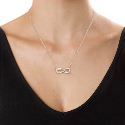 Silver Engraved Swarovski Infinity Necklace - Handmade By AOL Special