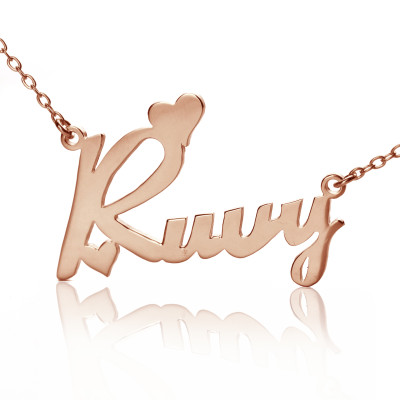Personalized 18ct Rose Gold Plated Fiolex Girls Fonts Heart Name Necklace - Handmade By AOL Special