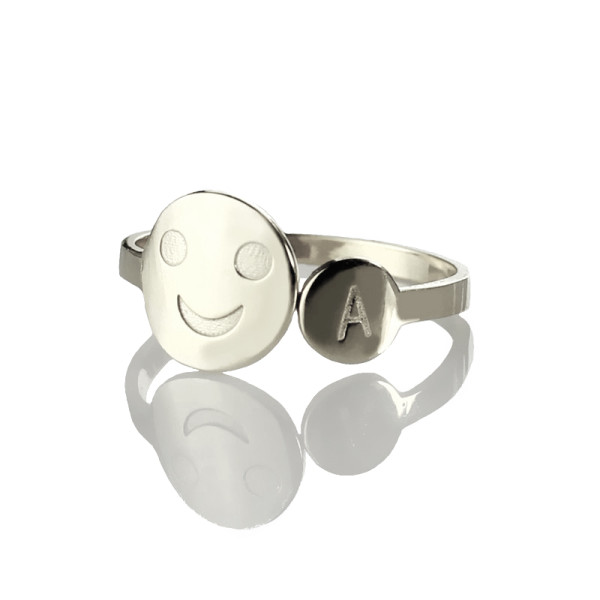 Personalized Smile Ring with Initial Sterling Silver - Handmade By AOL Special