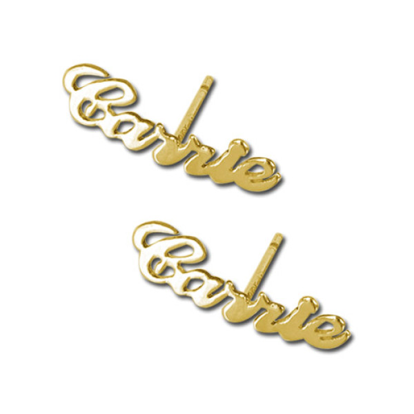 18K Gold Name Stud Earring - Handmade By AOL Special