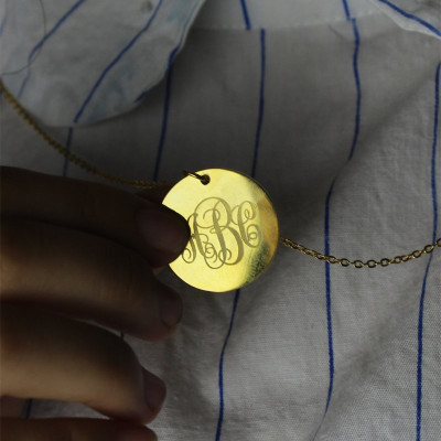 Disc Script Monogram Necklace 18ct Gold Plated - Handmade By AOL Special