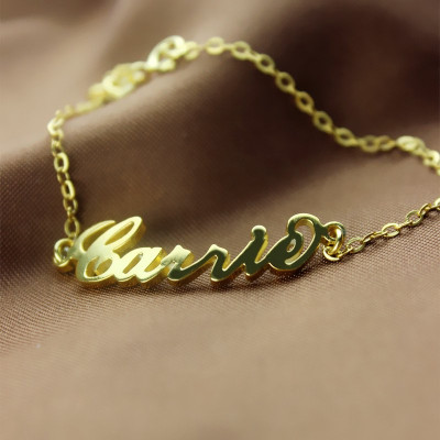Personalized 18ct Gold Plated Carrie Name Bracelet - Handmade By AOL Special