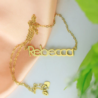Nameplate Necklace 18ct Gold Plating "Rebecca" - Handmade By AOL Special