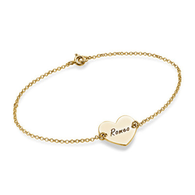 18ct Gold Plated Engraved Couples Heart Bracelet/Anklet - Handmade By AOL Special