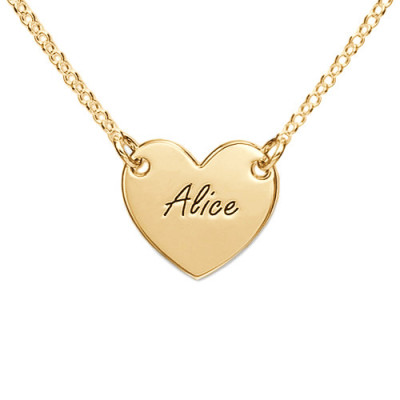 18ct Gold Plated Heart Necklace with Engraving - Handmade By AOL Special