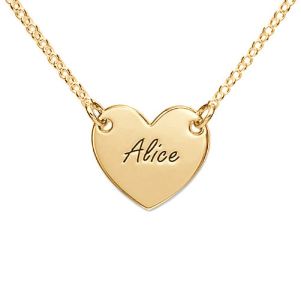 18ct Gold Plated Heart Necklace with Engraving - Handmade By AOL Special
