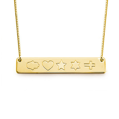18ct Gold Plated Icon Bar Necklace - Handmade By AOL Special
