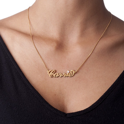 18ct Gold-Plated Carrie Swarovski Name Necklace - Handmade By AOL Special