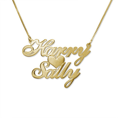 18ct Gold-Plated Silver Two Name Love Necklace - Handmade By AOL Special