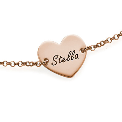 18ct Rose Gold Plated Engraved Heart Couples Bracelet/Anklet - Handmade By AOL Special