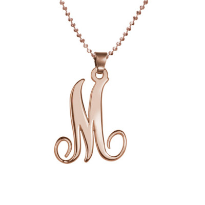 18ct Rose Gold Plated Single Initial Necklace - Handmade By AOL Special