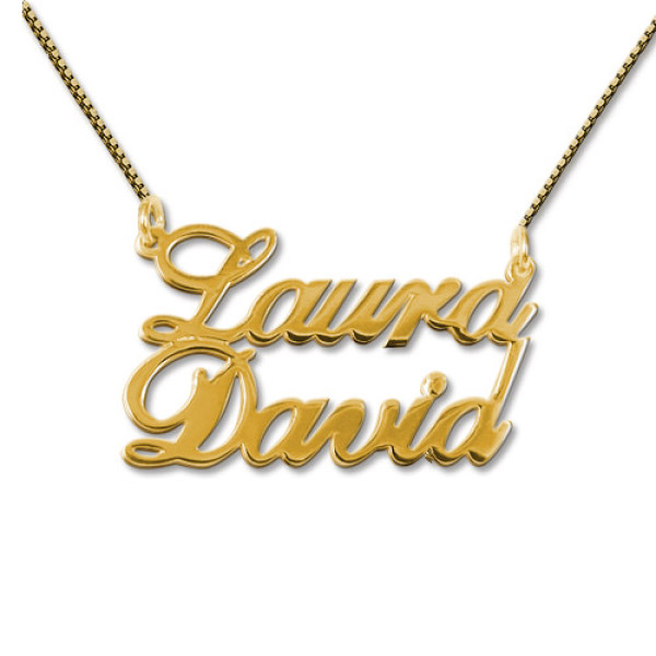 18ct Gold-Plated Silver Two Names Pendant Necklace - Handmade By AOL Special