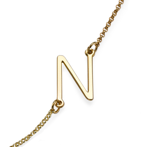18ct Gold Plated Sideways Initial Necklace - Handmade By AOL Special
