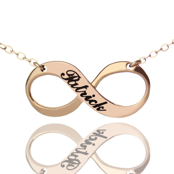 18ct Rose Gold Plated Engraved Infinity Necklace - Handmade By AOL Special