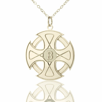 Engraved Celtic Cross Necklace Silver - Handmade By AOL Special