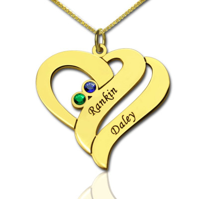 Two Hearts Forever One Love Necklace 18ct Gold Plated - Handmade By AOL Special