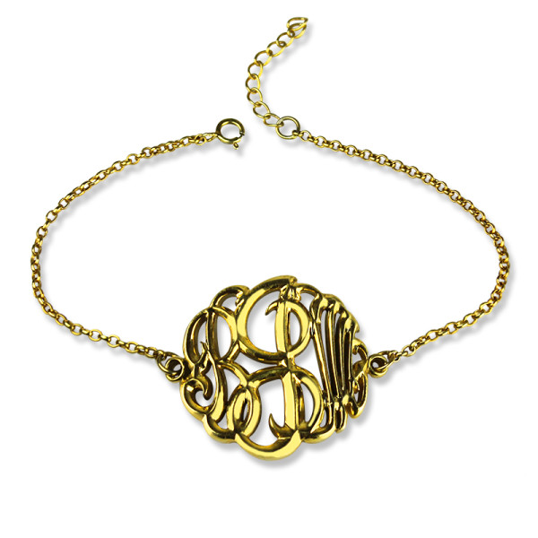 Personalized Monogrammed Bracelet Hand-painted 18ct Gold Plated - Handmade By AOL Special