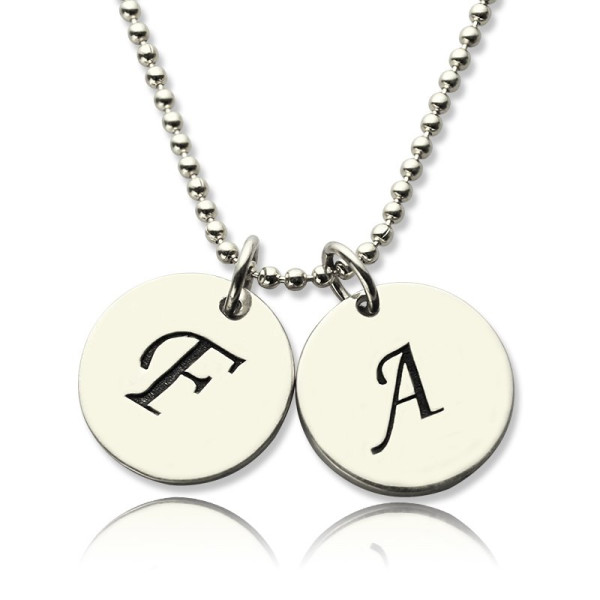 Personalized Initial Discs Necklace Silver - Handmade By AOL Special