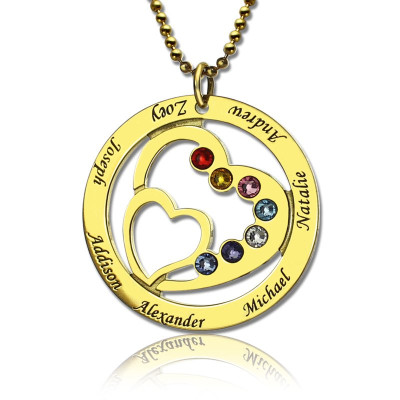 Heart in Heart Birthstone Name Necklace 18ct Gold Plated - Handmade By AOL Special