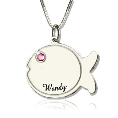 Fish Necklace Engraved Name Sterling Silver - Handmade By AOL Special