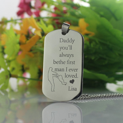 Father's Love Dog Tag Name Necklace - Handmade By AOL Special