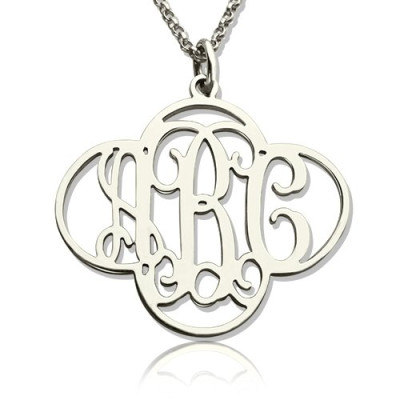 Personalized Cut Out Clover Monogram Necklace Sterling Silver - Handmade By AOL Special